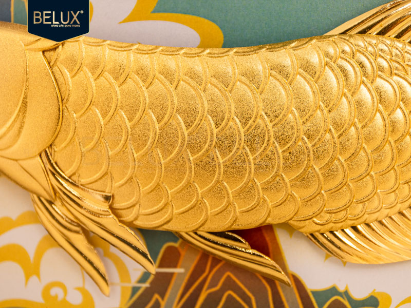 Tranh Cá Rồng Dát Vàng 24k 28x28cm